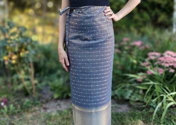 Tajski sarong szary złoty kolor spódnica boho etno bohemian