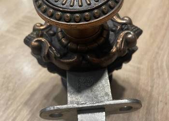 Klamka mosiężna obrotowa zabytkowa z zamkiem