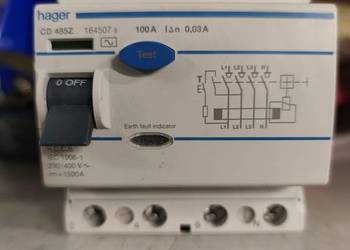 WYŁĄCZNIK RÓŻNICOWOPRĄDOWY 4P 100A 0.03A AC CD485Z HAGER