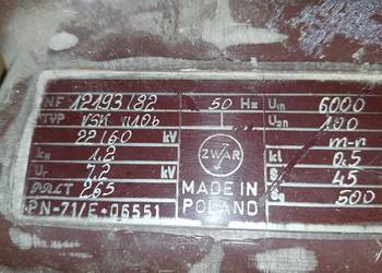 Przekładnik napięciowy 6000/100 VSK II 10b 7,2kV 45VA  SN wysokonapięciowy