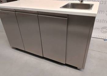 Stół ze zlewem-P  blat biały 3 drzwi otwierane 148x70x85