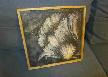 Obraz w ramie płótno "Obraz z muszlą" sygnowany Joanna Dubiel-Stonoga 2004