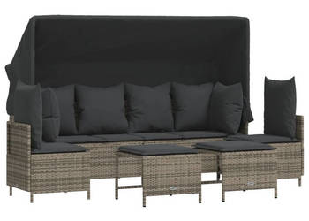5-cz. zestaw wypoczynkowy do ogrodu poduszki szary rattan PE WM-3261553