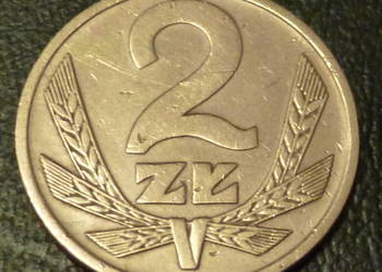 Moneta 2 złote 1977 r. z obiegu, bez znaku mennicy. Okres PRL