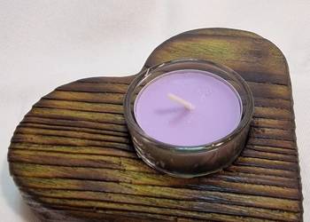 Świecznik drewniany serce mchowy na tealight Romy No. 22