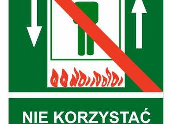 Naklejka BHP Nie korzystać z windy w razie pożaru AC028
