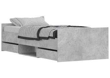 Rama łóżka z wezgłowiem i zanóżkiem szarość betonu 100x200 cm WM-3203799