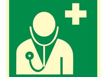 Naklejka BHP znak punktu medycznego AAE009