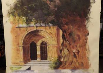 portal kościoła św. Jakuba w Sandomierzu akwarela 60x50