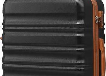 Walizka twarda COOLIFE ABS 38 L czarno-brązowa zamek szyfrowy 4 kółka