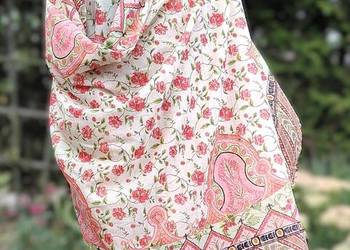 Duża lekka chusta chustka indyjska dupatta pareo turban hijab kolorowa kwia