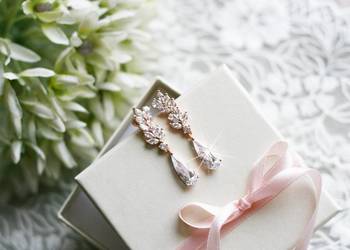 Kolczyki ślubne - wieczorowe  - Rose Gold -