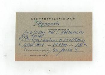 Zaproszenie stowarzyszenie PAX Przeworsk PRL 1988 rok Tadeusz Żeleźnik Vint