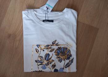 biały t-shirt z nadrukiem Sinsay