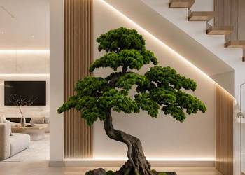 Sztuczne drzewko bonsai 180 x 210 cm - nowoczesna drzewko pod schody / do…