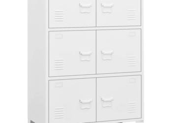 Industrialna szafka biała 75x40x115 cm metalowa WM-339629