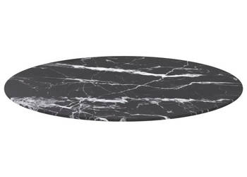 Blat stołu czarny Ø80x1 cm szkło ze wzorem marmuru WM-322266