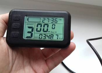 Wyświetlacz e-bike S-LCD1 24V 36V V2.5 7F, niekompletny, włącza się, 130cm