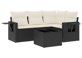 5-cz. zestaw wypoczynkowy do ogrodu poduszki czarny rattan PE WM-3220115