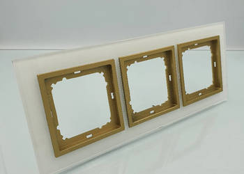 Ramka szklana potrójna Magic Timex-elektro kolir Biały ze złotą ramką