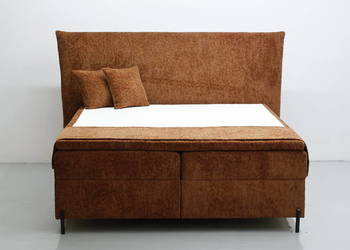 TSW Łóżko kontynentalne 160x200 2 pojemniki rudy kolor topper sprężyny bone