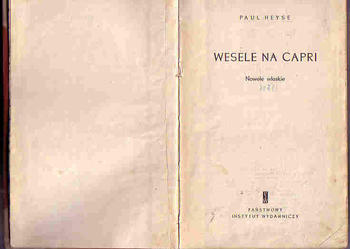 (4409) WESELE NA CAPRI (NOWELE WŁOSKIE) – PAUL HEYSE