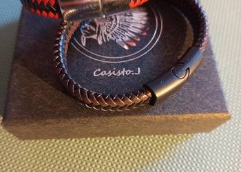 2 szt - Elegancka bransoletka męska pleciona ze skóry w oryginalnym pudełku