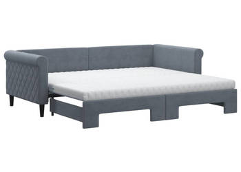 Sofa rozsuwana z materacami ciemnoszara aksamit 90x200 cm WM-3197796