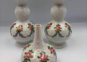 Komplet porcelany- wazony i świecznik sygnowane