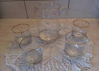 Dzbanek+ 4 szklaneczki w kropeczki lata 60