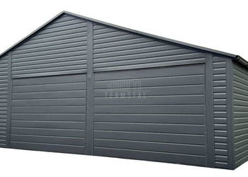 Garaż blaszany 8x6m 2 x brama uchylna drzwi podwyższony szczyt TS1195