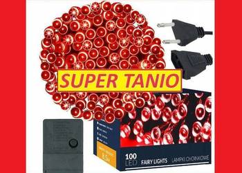 LAMPKI 100 LED NA CHOINKĘ ZEW/WEW 8,5m CZERWONE