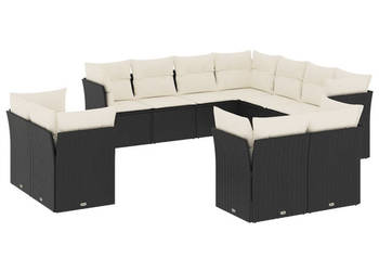 11-cz. zestaw wypoczynkowy do ogrodu poduszki czarny rattan PE WM-3250345