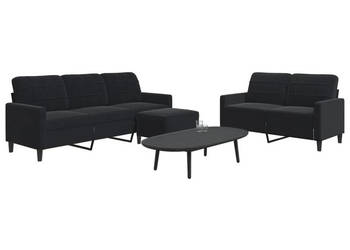 3-częściowy komplet wypoczynkowy obity aksamitem czarna WM-3278406