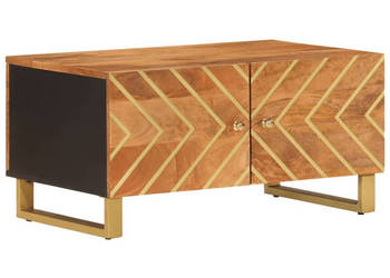 Stolik kawowy brązowo-czarny 80x50x40 cm lite drewno mango WM-356788