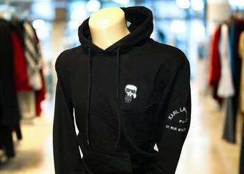 Bluza bawełniana, z kapturem Karl Lagerfeld - czarna L regular fit przecena