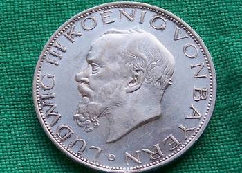 Bawaria Ludwik III  3 marki 1914 Ag niebrzydkie