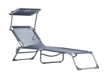 Leżak leżanka fotel ogrodowy z daszkiem regulowany szary MultiGarden