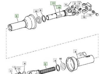 John Deere CTS - podajnik poziomy - jarzmo z wałem AH156360