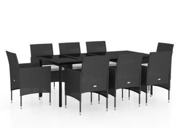 vidaXL 9-cz. zestaw mebli ogrodowych z poduszkami, czarny(SKU:3099286)