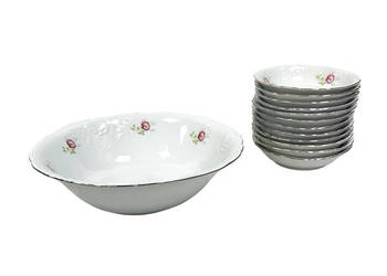 Zestaw porcelany Fabryka Porcelany Wałbrzych — 13 elementów, dekor kwiatowy