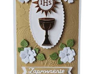 ZAPROSZENIA KOMUNIA UNIWERSALNE KIELICH SŁONECZKO W KWIATACH B6 ZŁOTO - BIE