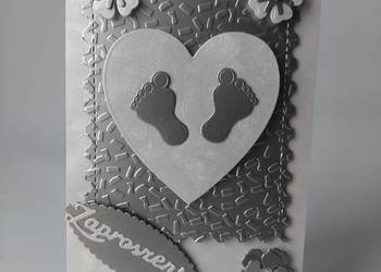 ZAPROSZENIA CHRZEST STOPKI W SERCU C6 SREBRO