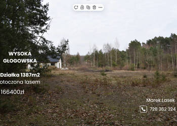 Działki pod budownictwo 13,87a - Wysoka Głogowska