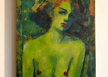 "Zielona Lady " akryl płótno - Izabela Jereczyńska
