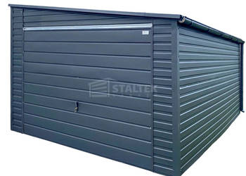 Garaż blaszany 4x5m brama uchylna dach spad w bok rynny ST243