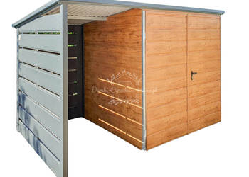 Schowek - Domek Ogrodowy 2x2 + wiata 1,2m j. Orzech Antracyt ID647