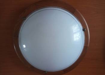 Plafon sufitowy 2x60W e27 drewno + szkło mleczne