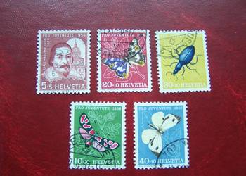 Szwajcaria Kasowane 1956 Mi. 632/36 Fauna Owady  a