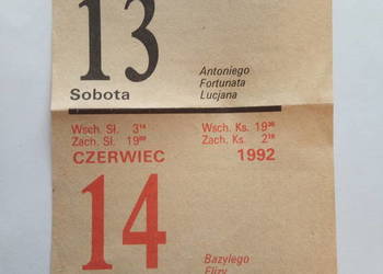 Kartka z kalendarza 13/14 czerwiec 1992r.